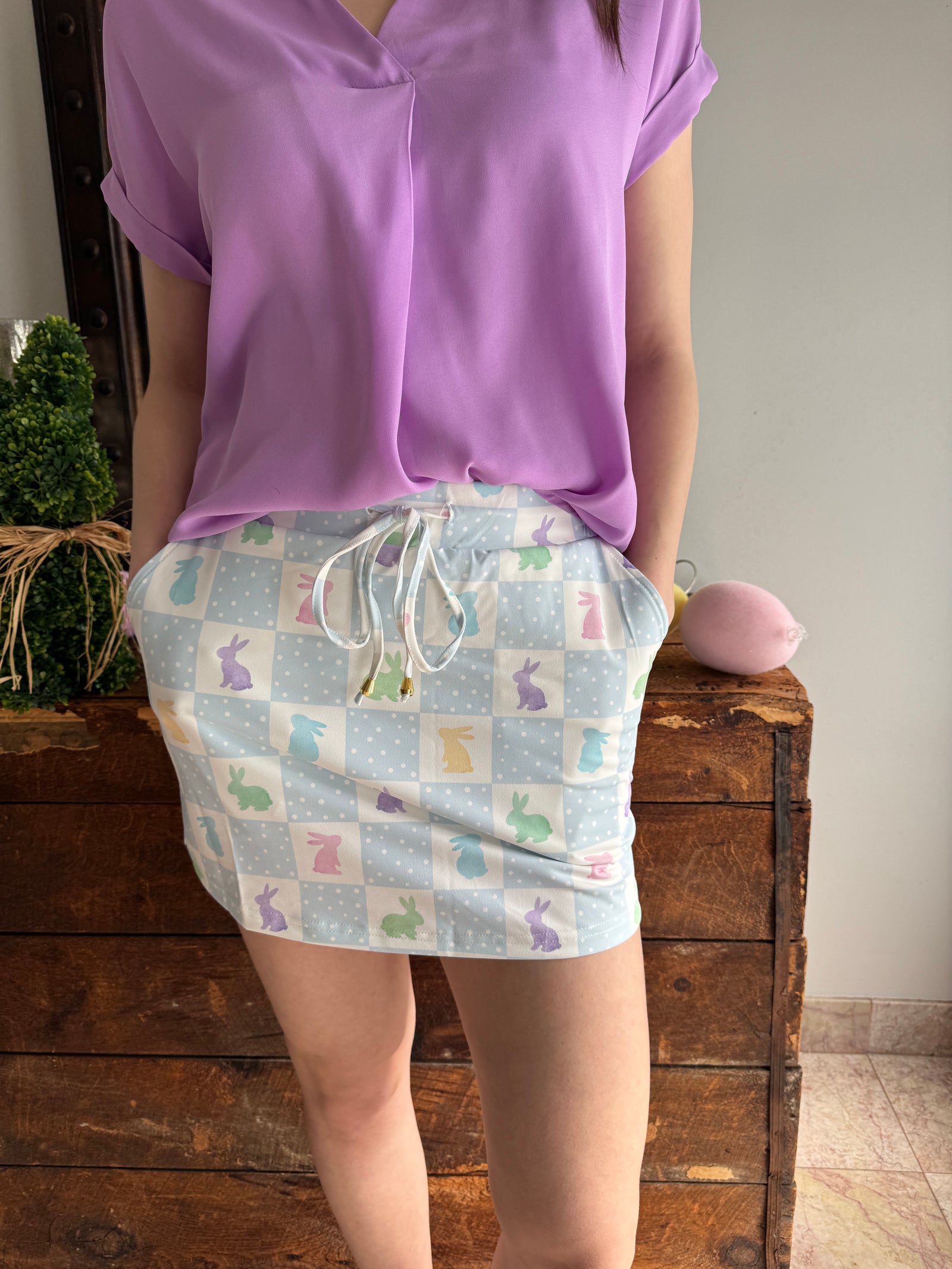 Falling for Florals - A Falling for Florals Skort with Easter Bunny Design