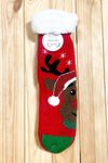 Explore More Collection - Red Reindeer Sherpa Traction Bottom Slipper Socks