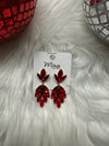 Crystal Marquis Cluster Earrings - Red