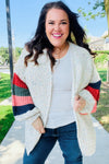 Explore More Collection - Ivory Multicolor Mixed Thread Bubble Sleeve Cardigan