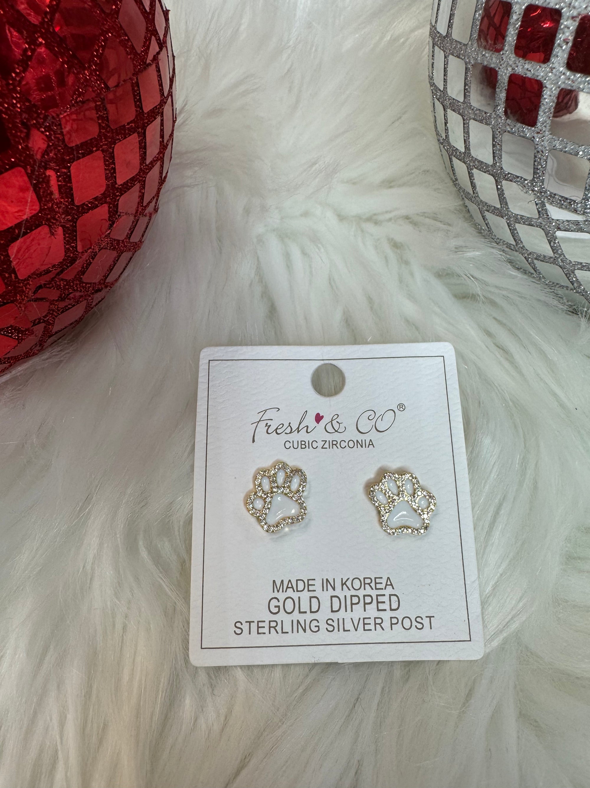 Gold Dipped Paw Print Earrings