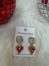 Glass Stone Heart Earrings