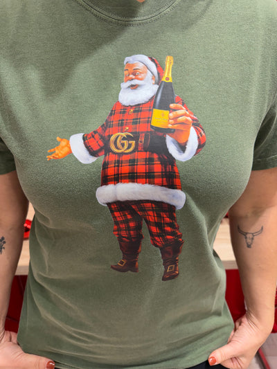 Boujee Santa - Plaid Forest Green