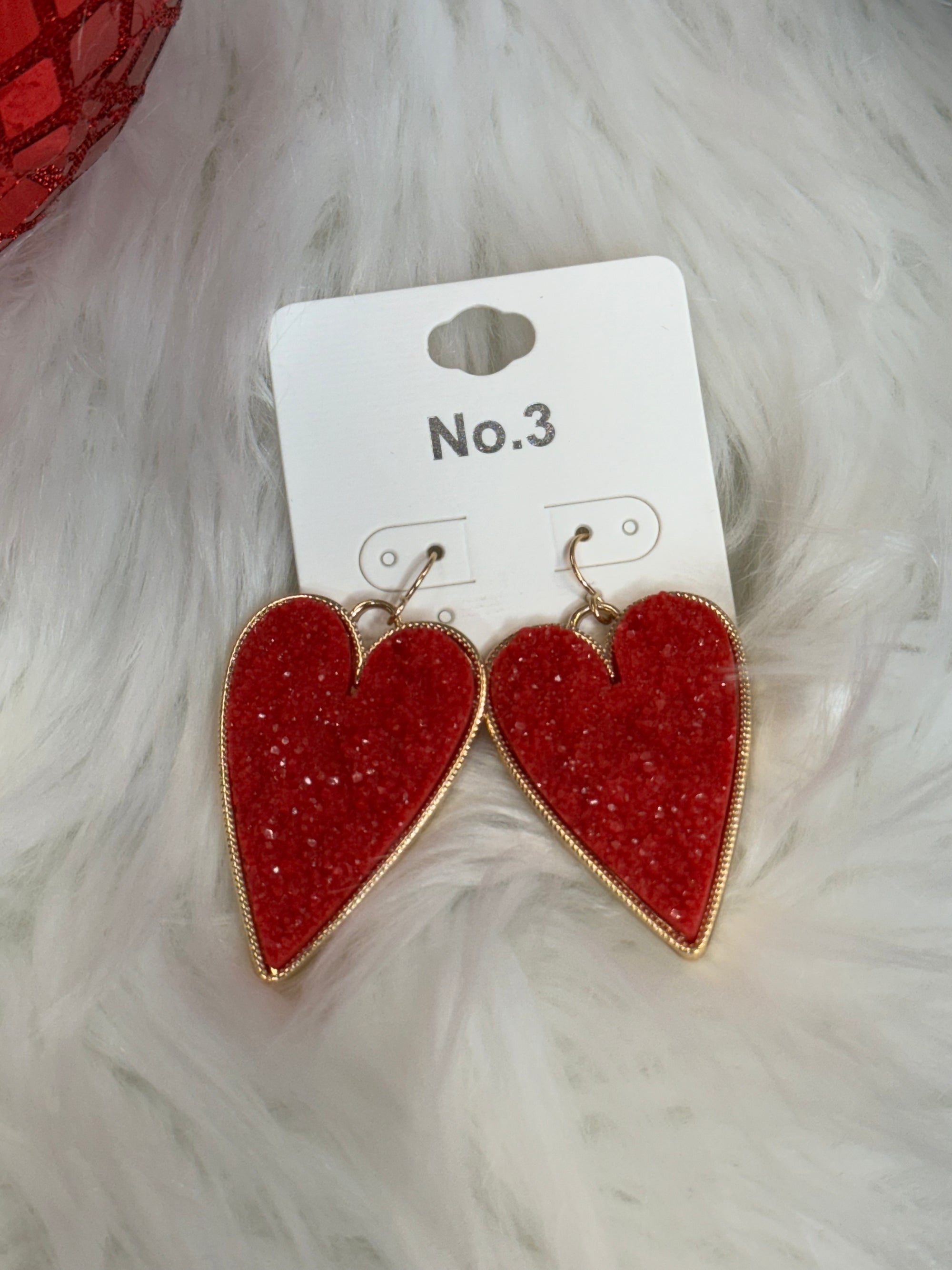 Druzy Heart Dangle Earrings