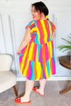 Explore More Collection - Eyes On You Multicolor Abstract Print Smocked Ruffle Sleeve Dress