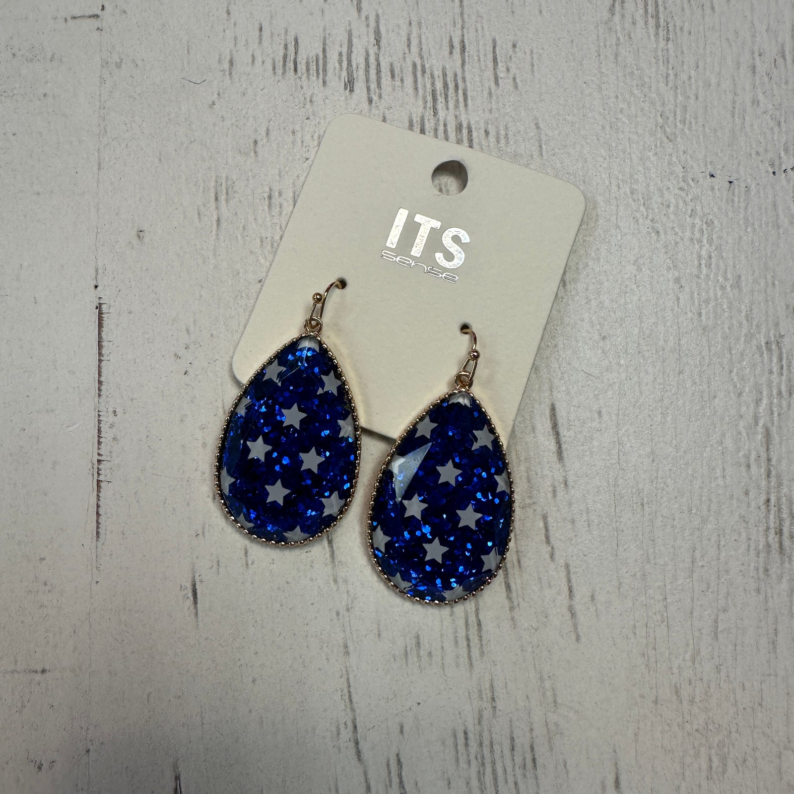 Blue Star Dangle Earrings