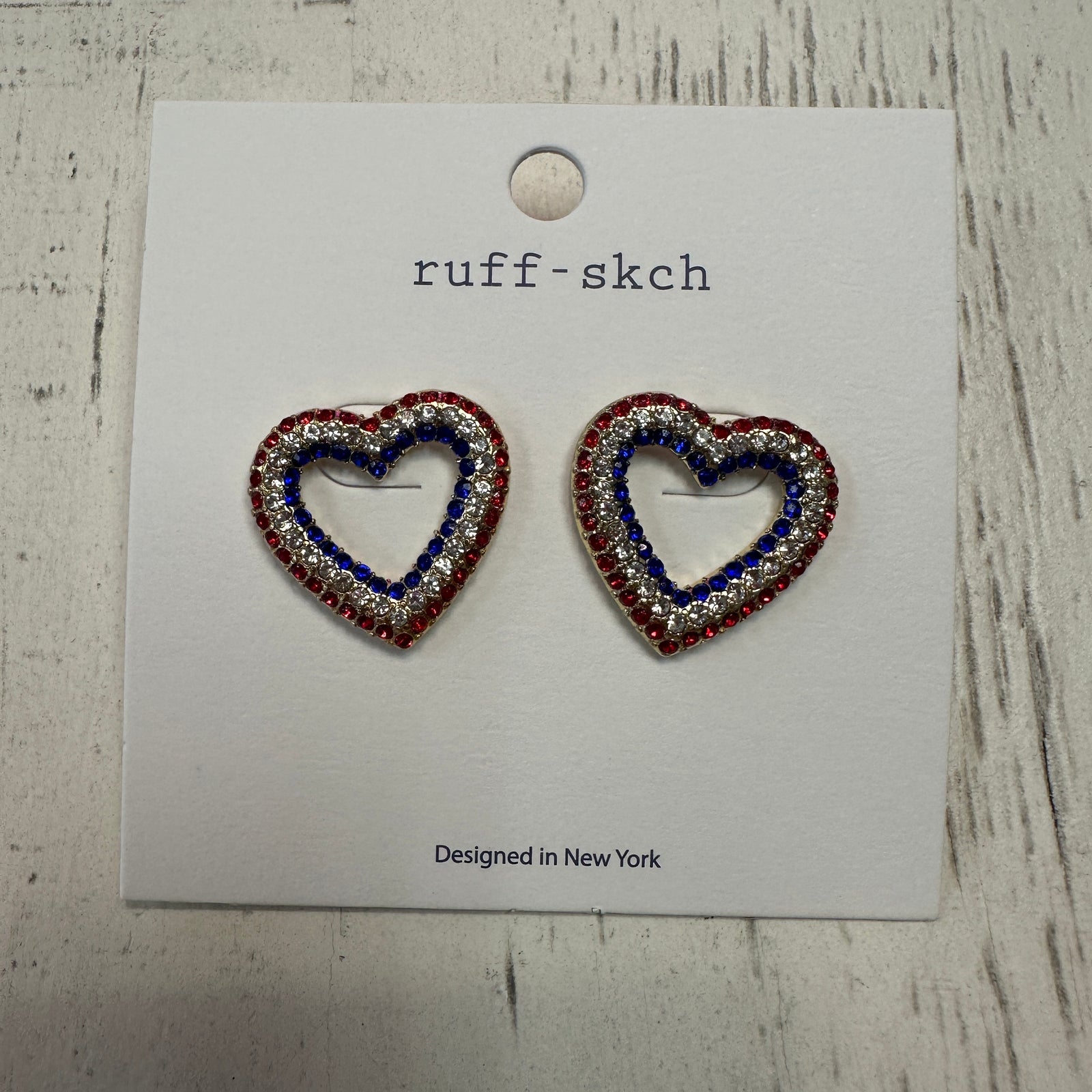 Rhinestone USA Heart Earrings