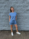 Babs - A Cap Sleeve Top & Drawstring Waist Shorts with Pockets