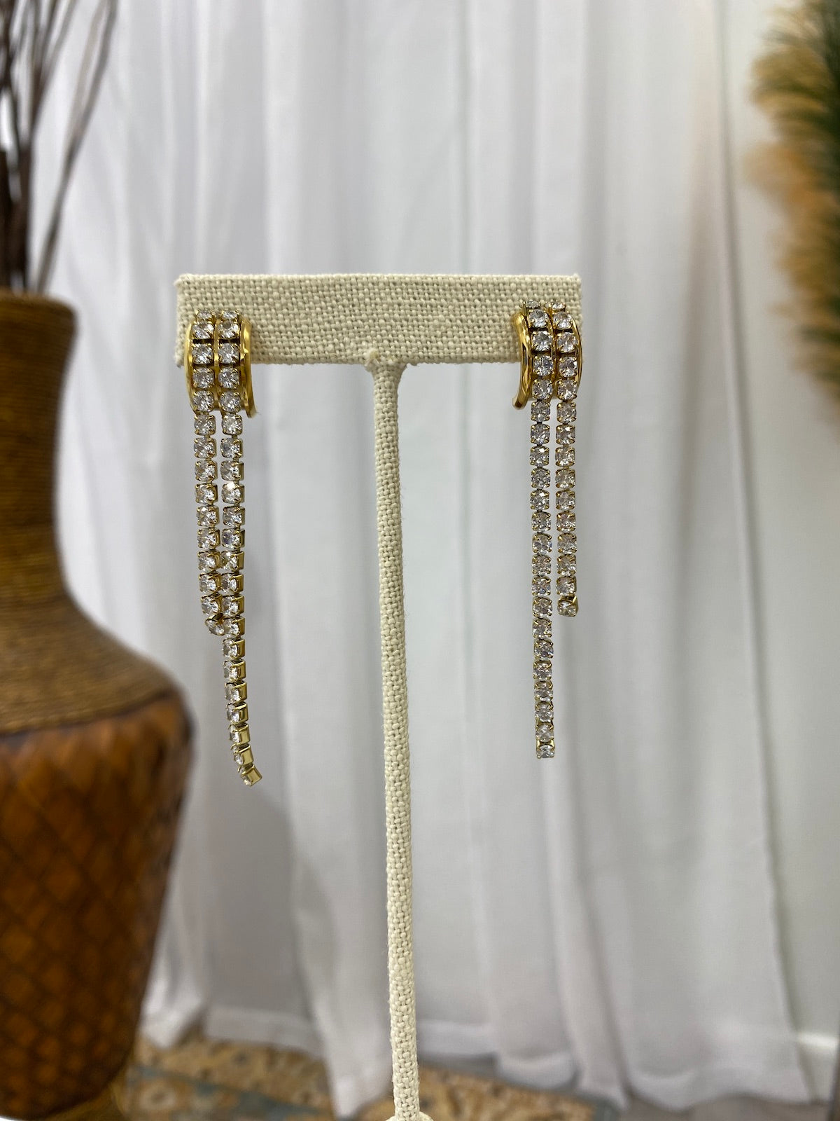 Khloe - The "Khloe" Earrings -  A Pair of Rhinestone Hoops with a Dangle Detail