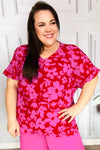 Explore More Collection - Tropical Trance Magenta Floral V Neck Woven Top