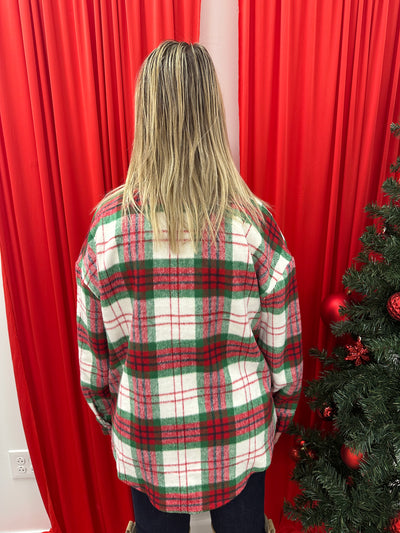 Cher - A Long Sleeve Button Down Plaid Shacket with Front Pockets