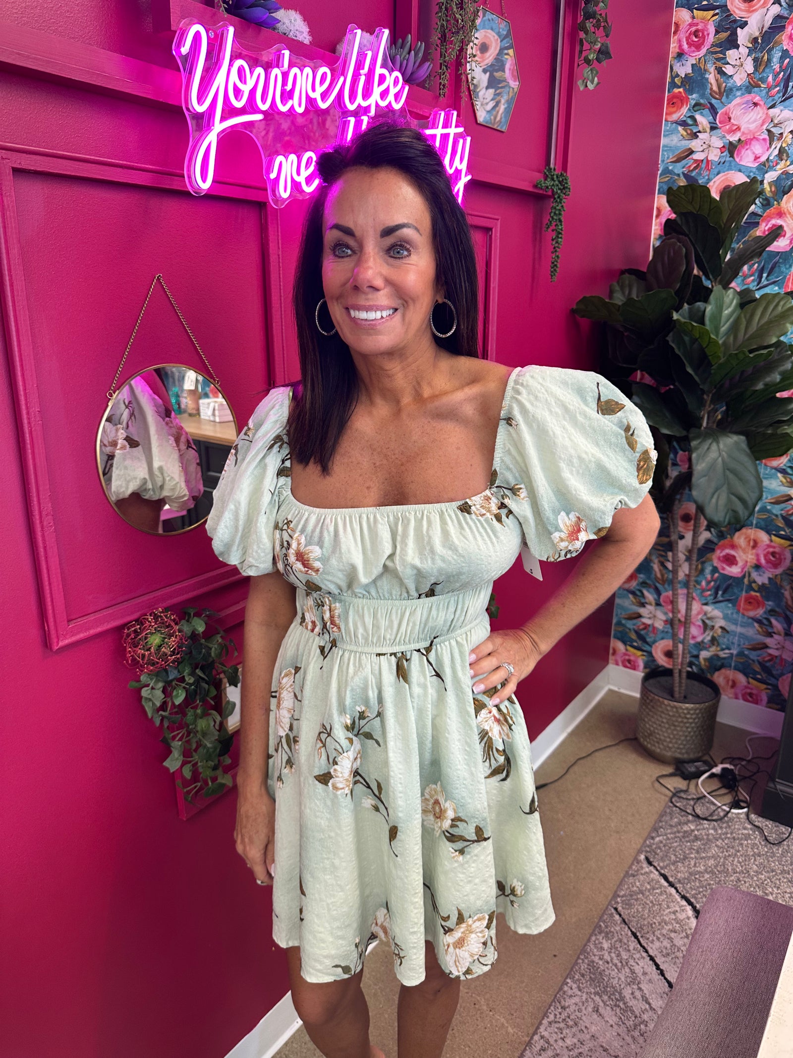 Garden Springs - Puff Sleeve Floral Dress