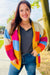 Explore More Collection - Spread Joy Multicolor Chunky Knit Color Block Patchwork Cardigan