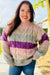 Explore More Collection - Fall For You Mauve Multicolor Stripe Cable Knit Mock Neck Sweater