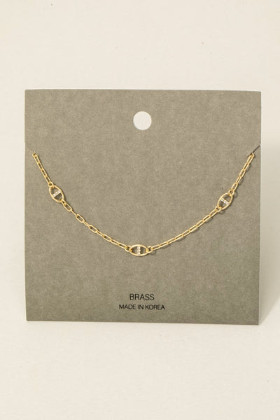 Fall - A Pave' Anchor Link Charms Chain Necklace - Choose Color