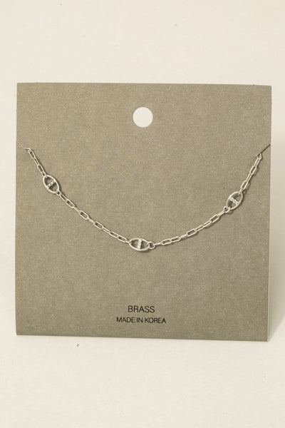 Fall - A Pave' Anchor Link Charms Chain Necklace - Choose Color