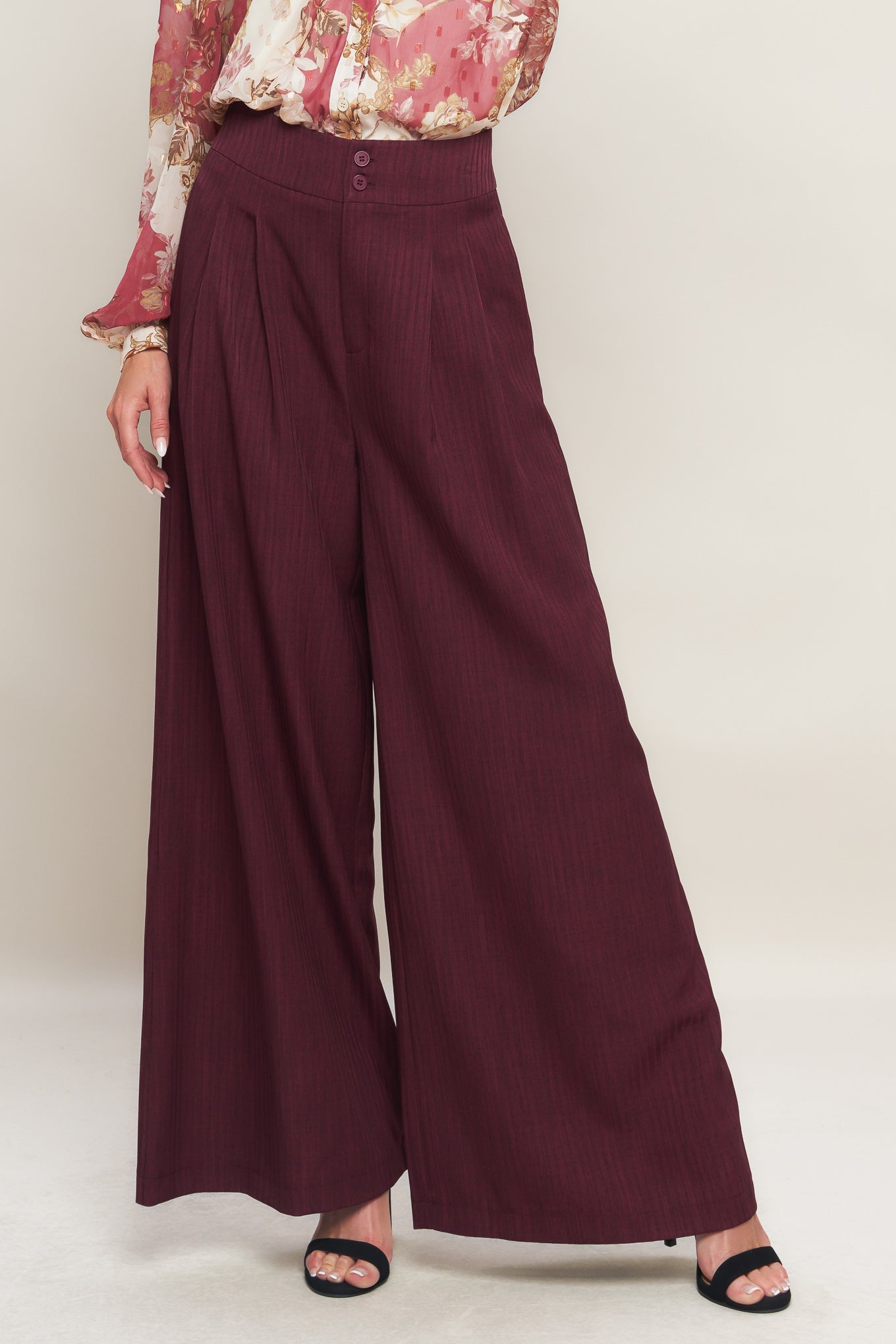 Explore More Collection - SWEET REMINISCENCE WOVEN WIDE LEG PANTS