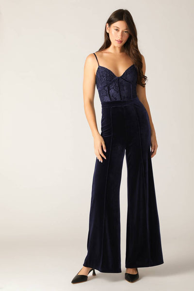 Explore More Collection - GLEAMING GLAM WOVEN LACE VELVET JUMPSUIT