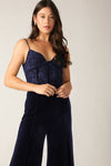 Explore More Collection - GLEAMING GLAM WOVEN LACE VELVET JUMPSUIT