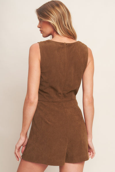 Explore More Collection - BROWN CODE CORDUROY ROMPER