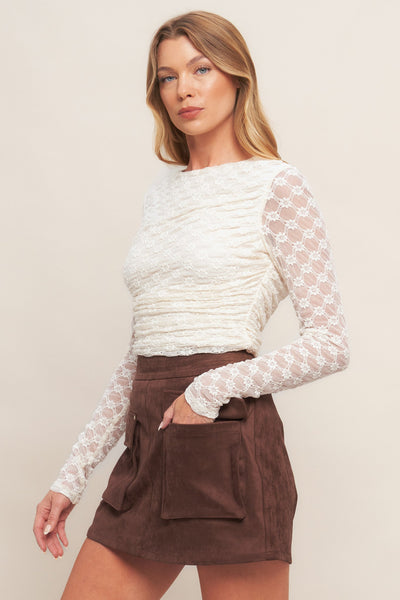 Explore More Collection - WESTERN ROMANCE FAUX SUEDE SKORT