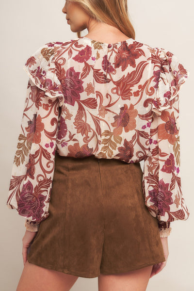 Explore More Collection - AUTUMN STARLET FAUX SUEDE SKORT