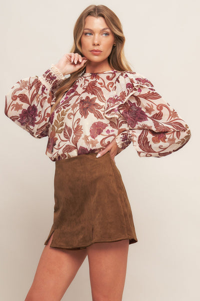 Explore More Collection - AUTUMN STARLET FAUX SUEDE SKORT