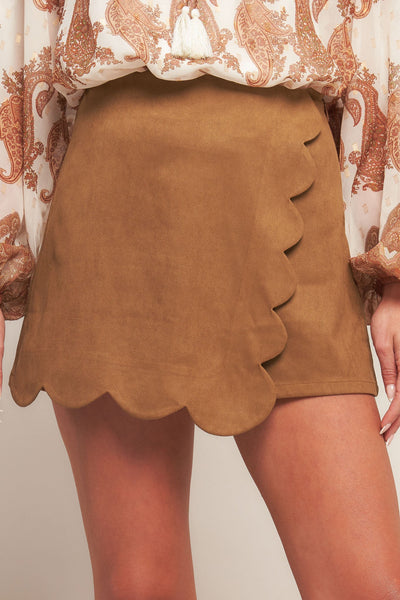 Explore More Collection - DESERT FLOWER FAUX SUEDE SKORT