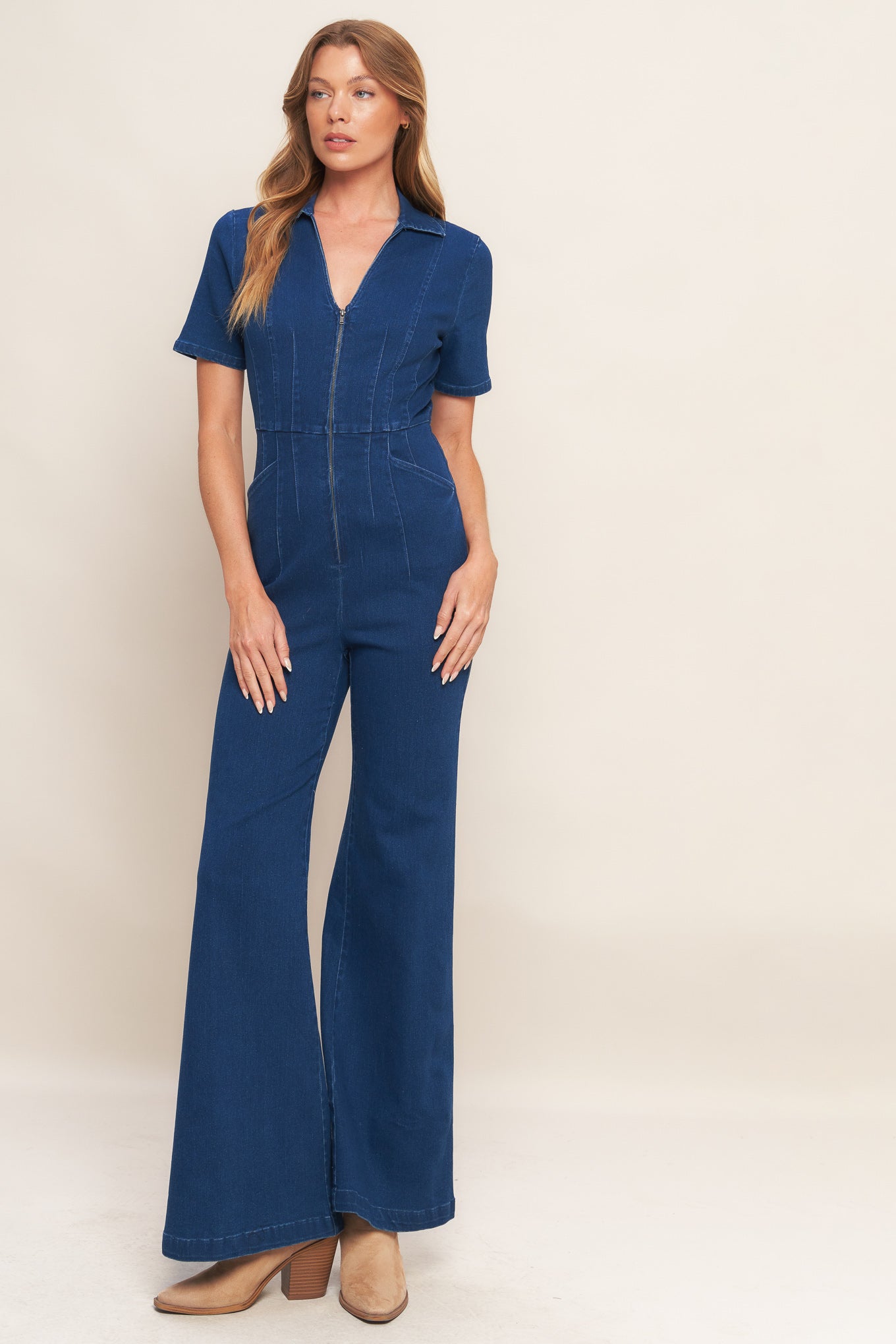 Explore More Collection - SHY GIRL MEDIUM INDIGO DENIM JUMPSUIT