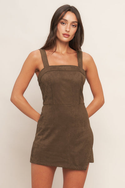Explore More Collection - BROWN SUGAR GLOW FAUX SUEDE ROMPER