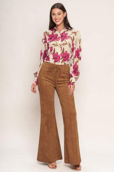 Explore More Collection - WILD HONEY FAUX SUEDE PANTS