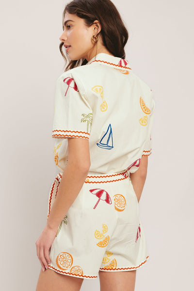 BEACH DAY CITRUS WOVEN SKORT