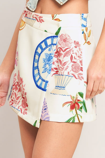 SUMMER PORCELAIN WOVEN SKORT