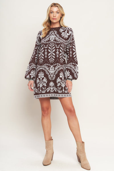 Explore More Collection - TERRA TAPESTRY SWEATER KNIT MINI DRESS