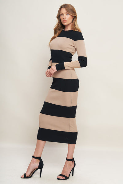 Explore More Collection - MODERN ATTITUDE STRIIP SWEATER MIDI DRESS