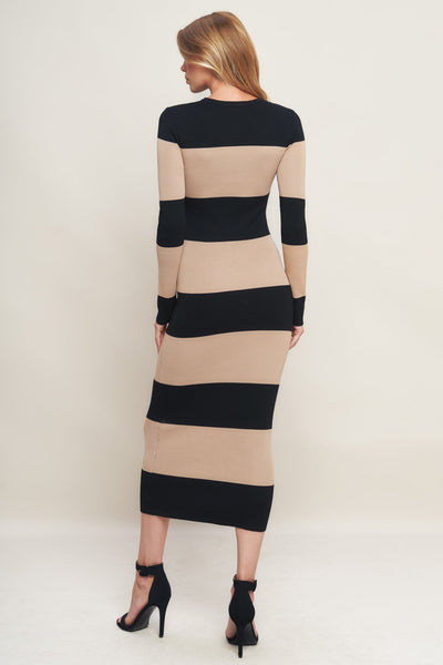 Explore More Collection - MODERN ATTITUDE STRIIP SWEATER MIDI DRESS