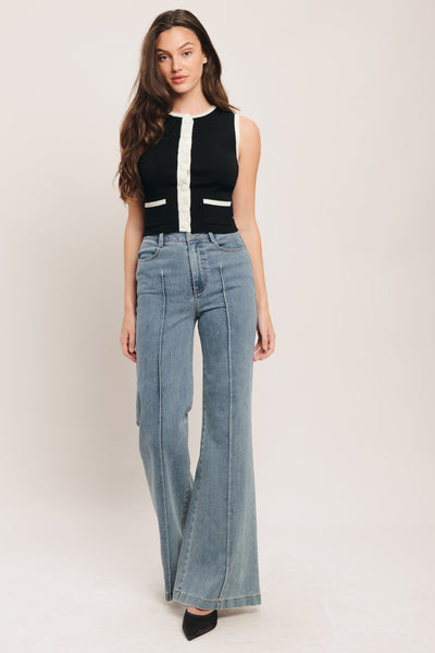 FRENCH NAUTICAL COLOR BLOCKED SWEATER TOP