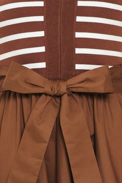 ESPRESSO SAILOR SWEATER WOVEN MIDI DRESS