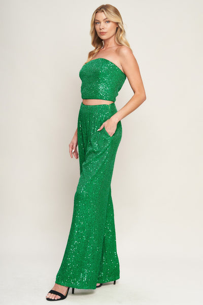 Explore More Collection - CHARMING COMPOSURE SEQUIN TOP AND BOTTOM SET