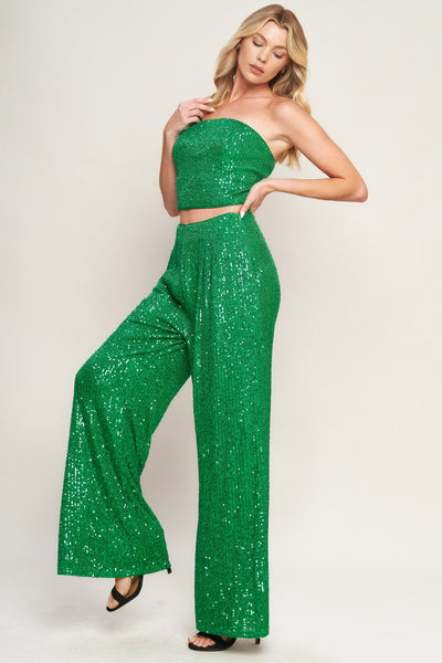 Explore More Collection - CHARMING COMPOSURE SEQUIN TOP AND BOTTOM SET
