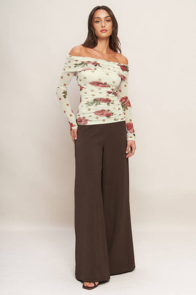 Explore More Collection - CREAM & BLOOM DELIGHT POWER MESH TOP