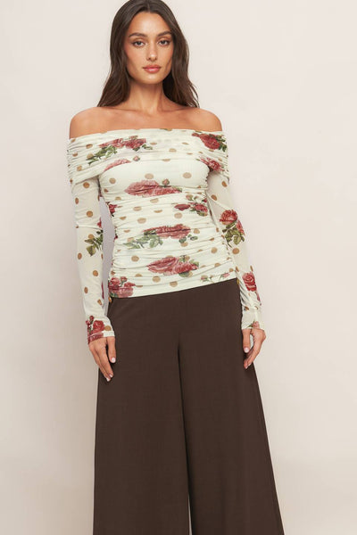 Explore More Collection - CREAM & BLOOM DELIGHT POWER MESH TOP