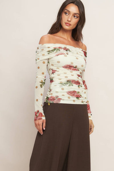 Explore More Collection - CREAM & BLOOM DELIGHT POWER MESH TOP