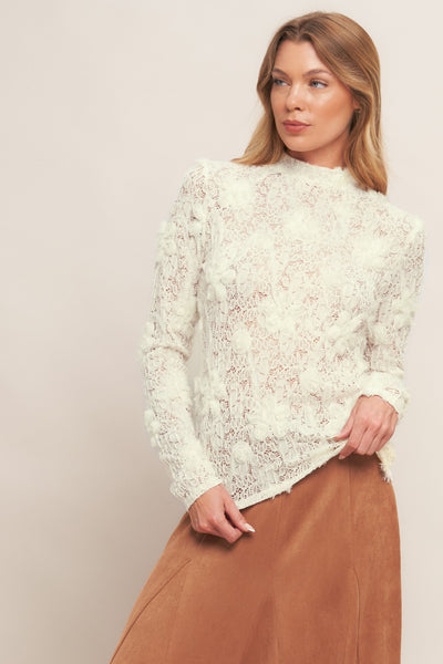 Explore More Collection - ROMANTIC SHEER FLORAL SWEATER TOP