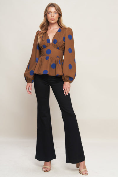 Explore More Collection - BLUE MOON DOTS WOVEN TOP