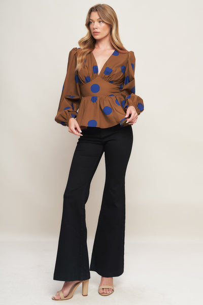 Explore More Collection - BLUE MOON DOTS WOVEN TOP