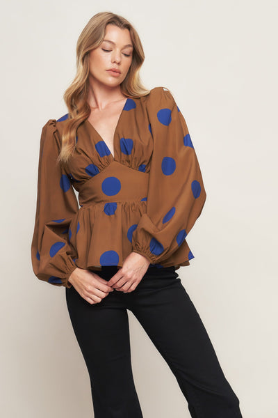 Explore More Collection - BLUE MOON DOTS WOVEN TOP