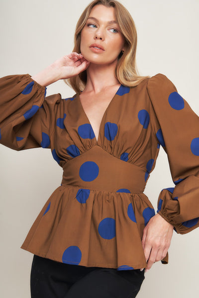 Explore More Collection - BLUE MOON DOTS WOVEN TOP