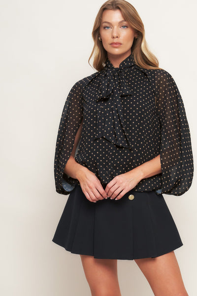 Explore More Collection - MIDNIGHT DOT CHIC WOVEN TOP