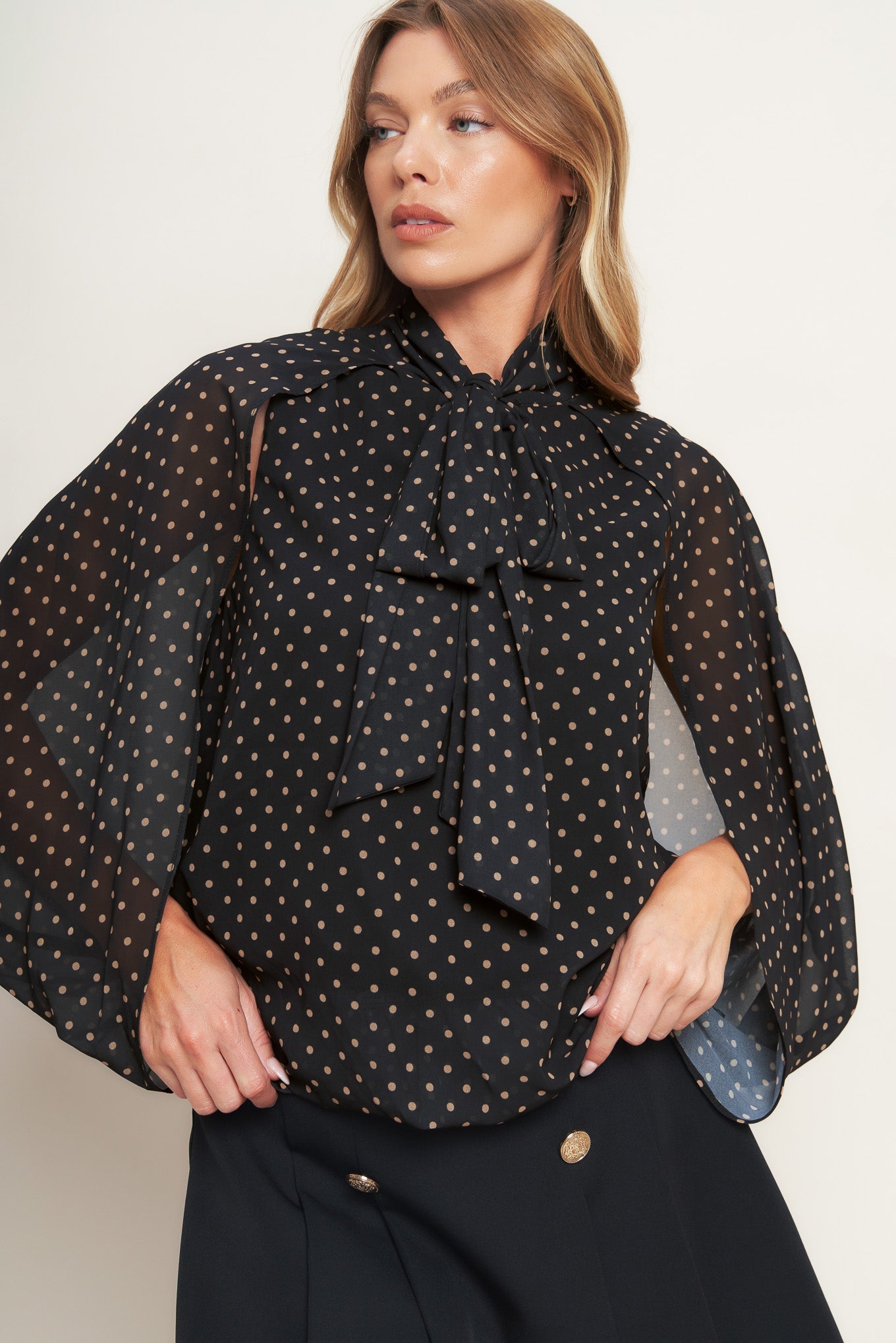 Explore More Collection - MIDNIGHT DOT CHIC WOVEN TOP